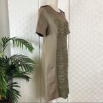 Burberry Olive Brown Front Ruched Jersey Dress Photo 4