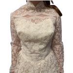 Vintage 60s Lace High Neck Wedding Gown w/ Tulle Skirt ILGWU USA small White Photo 10