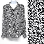 Anthropologie H&M Geometric Abstract Print Pattern Button Up Blouse Shirt Top Black White XS Photo 1