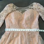 Women’s Pink Lace Appliqué Tulle Wedding Formal Prom Dress Leg Slit Size L NWOT Size L Photo 9