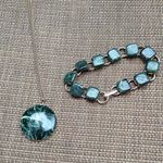 Green Stone Necklace and Bracelet Set Photo 0