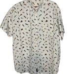 Columbia Vintage White Fish Lure Design Short Sleeve Button Down Shirt Size M Photo 0