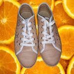 Geox  Respira‎ Tan Sneakers with Floral Cutouts Size 8 Photo 1