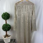 CARAMELA  Tan & Gold Metal Embellished Open Front Sheer Duster Sweater L Photo 1
