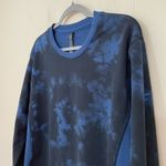 Fabletics Crewneck Tie Dye Sweatshirt Black Blue Activewear Athleisure ~ Size L Photo 3
