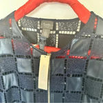 Chico's Travelers by  Jacket Full Zip Sheer Faux Leather Patchwork Navy Blue Size0 Photo 4