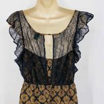 Maple Dress Womens Small Gold Black Sleeveless Knee Length Lace Silk Pockets Photo 4