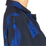 Ann Taylor black shirt dress with royal blue peacocks throughout Size Medium EUC Photo 5