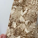 Vintage 70s Rag Dolls Mini Dress Fit & Flare Shirtdress Tie Neck Printed Brown S Photo 7