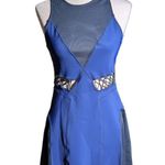 Jonathan Simkhai x Carbon38 Zaha Blue Black Cutout Mesh Mini Dress Sz S NWT Photo 2
