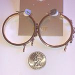 Mix It Gold Tone Purple Enamel Dangling Charms Boho Hoop Earrings Photo 7