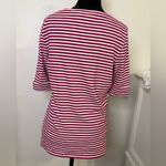 Ralph Lauren Lauren Mulberry Pink and White Striped Top Size Large 1/2 Sleeve Photo 3