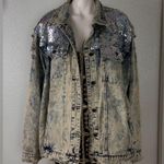 L&B  Light Blue Sequined Denim Jacket Size 3X Photo 9