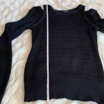 Bebe  Black Cut Out Shoulder Long Sleeve Sweater with Silver Metallic Yarn Size M Photo 6