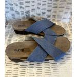 Munro  Extra Light Walking Wedge Blue Denim Cork Cross Slip On Flats Sz‎ 10 Photo 4