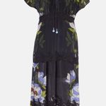 Farm Rio  Soft Garden Floral Lace Trim Maxi Dress Black M Photo 0