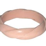 Art Deco Mid Century Pale Bubblegum Pink Swirl Bakelite Bangle Bracelet Photo 0