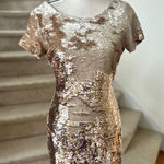 fab'rik  Gold Sequin Short Sleeve Open Back Mini Party Dress Bachelorette Photo 0