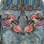 Customized Embroidered Patch Peacock Denim Jean Jacket Size M Photo 13