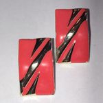 Elegant Vintage Silver Tone and Coral Enamel Earrings Pink Photo 3