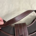 Etienne Aigner 🤎  Brown Leather & Canvas Shoulder Bag | Classic Buckle Hobo Photo 11