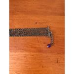 Silver Tone Mesh Chain Bracelet With Purple Bead Extender with Lobster Clasp Photo 8