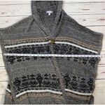Stem & Vine Gray Striped Fringed Hoodie Knit Poncho Size Small Photo 6