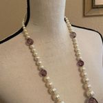 Women’s Statement Beaded Necklace Faux Pearl / Purple Bead Photo 4