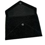 Rebecca Minkoff  Glitter Suede Envelope Clutch in Black with Gold Zipper Trim Photo 2