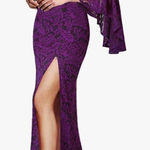 Source Unknown Purple Lace Off Shoulder Ruffle Bell Sleeve Formal Dress Sz XS Photo 0