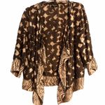 Lynn Ritchie 100% Silk Animal Print Ikat Cardigan Size Small Brown Photo 0