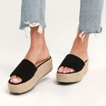 Lulus O'ahu 2 Black Suede Espadrille Flatforms - Size 8.5 Photo 0