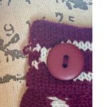 VINTAGE Joyce Medium Burgundy Cardigan with landscape & heart/dots Red Photo 3