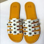 Marc Fisher Pava white leather stud sandal slides Photo 2