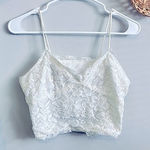 Zaful White Lace Cropped Tank w/ Side Zipper Size M Excellent Condition Photo 0