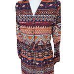 Entro NEW  Women's Ikat Geometric Print Draw String Shirt Dress Boho Colorful S Photo 5