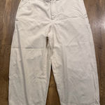 Vince Cropped Elastic Waist Cream Relaxed-Fit Trousers Pants XL Cotton Photo 0