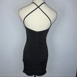 Olivaceous Black Bodycon Ruched Halter Cutout Short Mini Dress Small NWOT LBD Photo 8