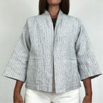 Eileen Fisher  Organic Linen-Cotton Blend Ticking Stripe Jacket in White Size XS Photo 3