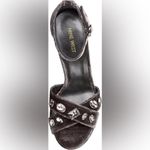 Nine West  RHINESTONES Callisto Platform Velvet Dress Sandal Gray/Silver 8.5 NEW Photo 2