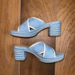 Coach Sloan Signature Espadrille Block Heel Sandals Blue Chambray Size 6 Photo 3