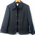 Chico's | M | Black Textured Blazer Embossed Matte Satin Quilted Coat Jacket Photo 1