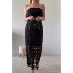 Milly Kait Tile Lace Midi Dress black strapless Size 0 Photo 2