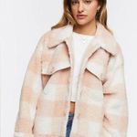 Forever 21 NWT Faux Fur Plaid Jacket Dusty Pink/Cream Plus Sz 2X Photo 0
