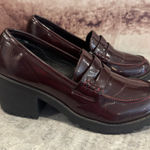 Dirty Laundry  Burgundy Patent Faux Leather Chunky Heeled Loafers Women’s Sz 10 Photo 0