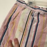 Loft ANN TAYLOR Striped Tie Waist Shorts Pink White Blue 100% Cotton Boho Small Photo 8