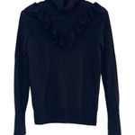 J. Crew Women's Black Ruffle Turtleneck Merino Wool Sweater Long Sleeve Size XS Photo 0