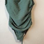 Kona Sol  Green One-Piece Swimsuit Strapy Textured High Cut Classic Modest Cute Photo 4