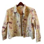 Travelsmith women’s petite MED flowered‎ denim jacket Purple Photo 1