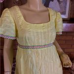 VINTAGE LATE 1960'S/EARLY 70'S YELLOW COTTON EMPIRE WAIST MAXI DRESS (M) Size M Photo 7